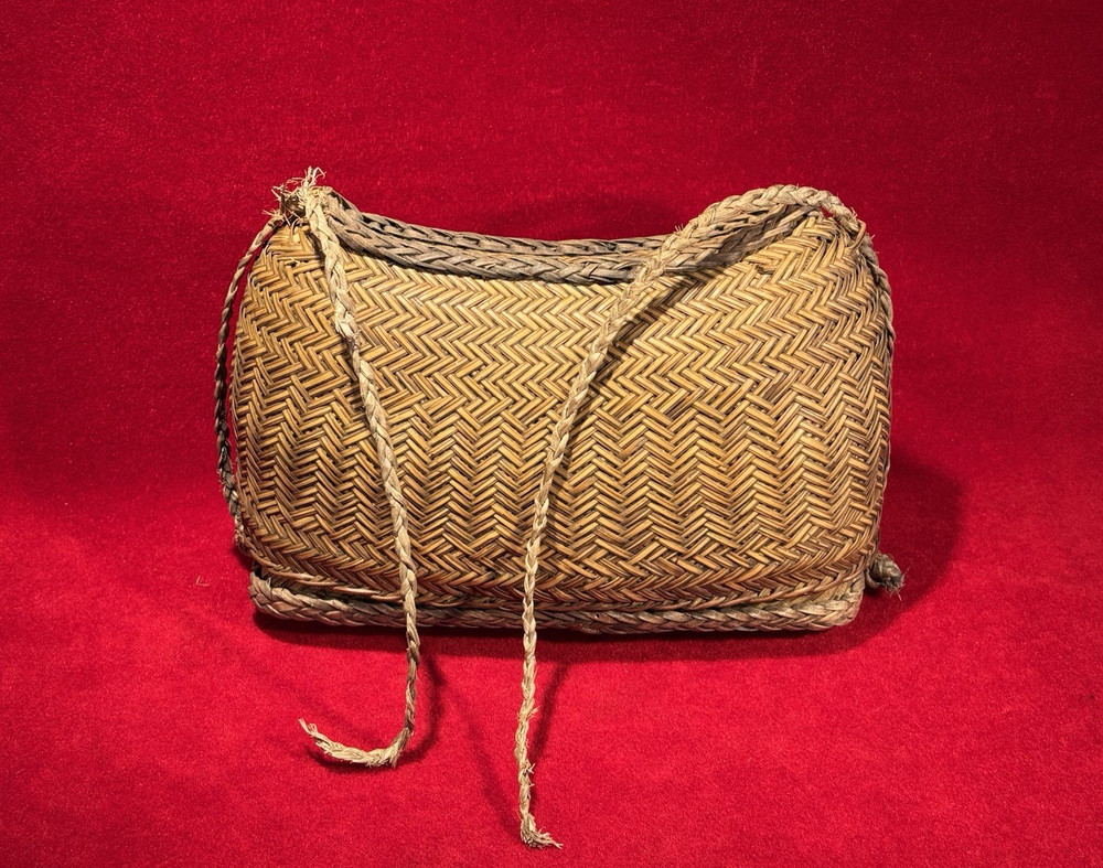 Rare Wwii Era Japanese Woven Nesting Pillow Basket