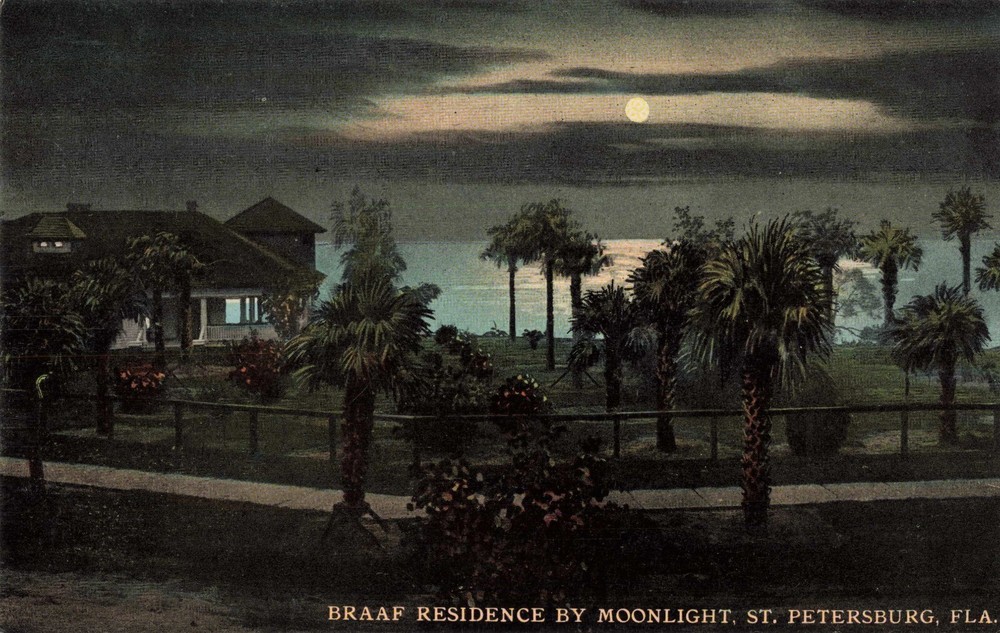 Braaf Residence by Moonlight St. Petersburg Florida FL c1910 Postcard