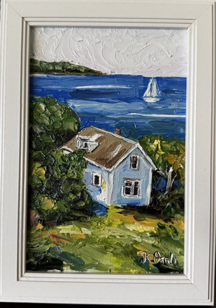 ORIGINAL OIL PAINTING LANDSCAPE SEASCAPE SIGNED FRAMED 4x6