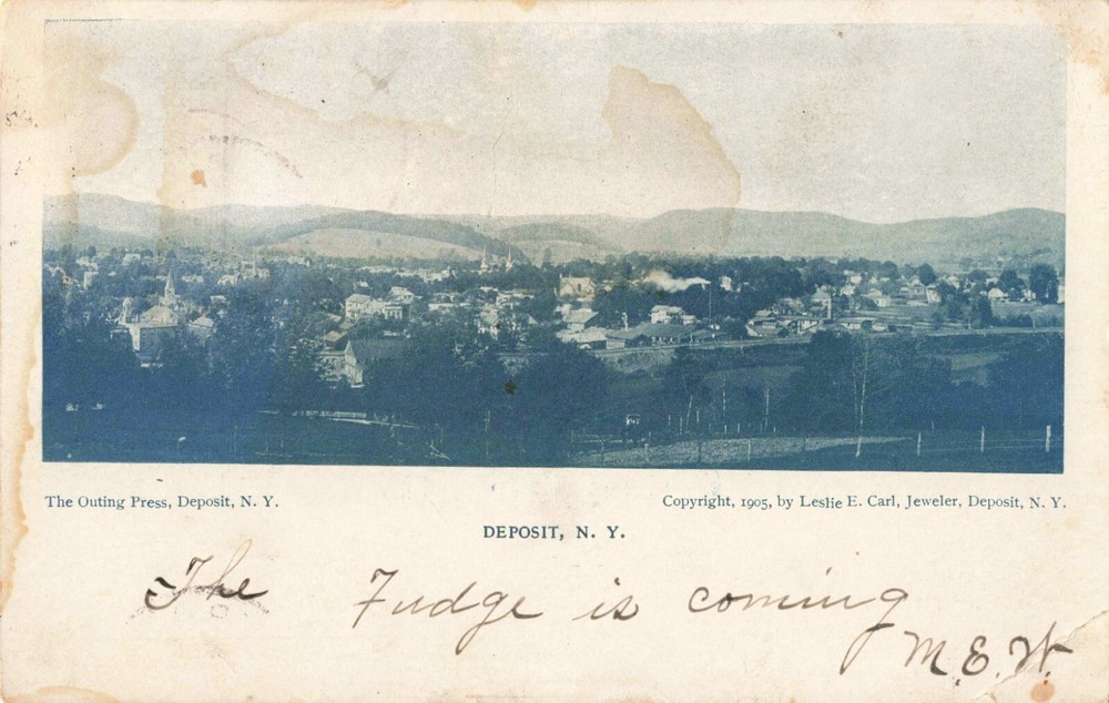 Birdseye View of Deposit New York NY Delaware County c1905 Postcard
