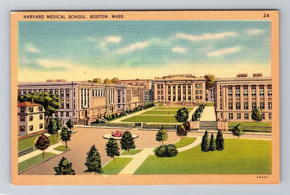 Boston MA-Massachusetts, Harvard Medical School, Antique Vintage Postcard