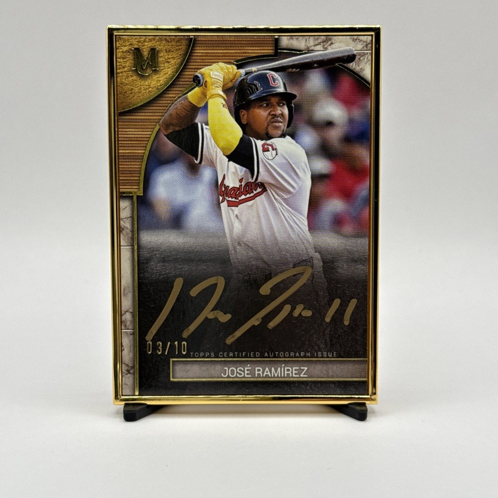 2025 Topps Museum Collection Jose Ramirez Gold Frame Gold Auto #3/10