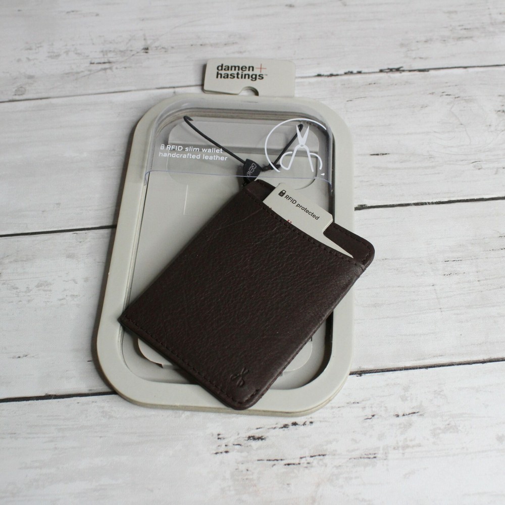 Handcrafted Men's Slim RFID Brown Leather Wallet by Damen Hastings