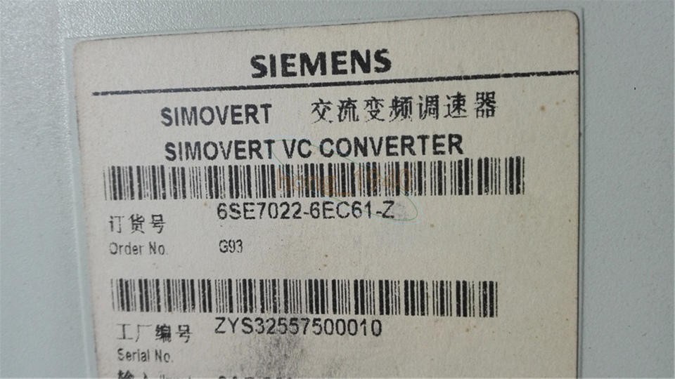 One Used Siemens Inverter 6Se7022-6Ec61-Z Z=G93