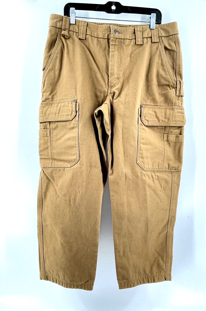 Duluth Trading Co Fire Hose Workwear Heavy Duty Canvas Work Pants Khaki 38x30