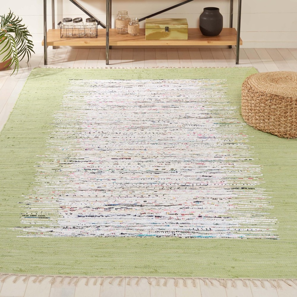 Safavieh Montauk Collection Area Rug - 5 X 8 Ivory Sea Green Handmade Stripe