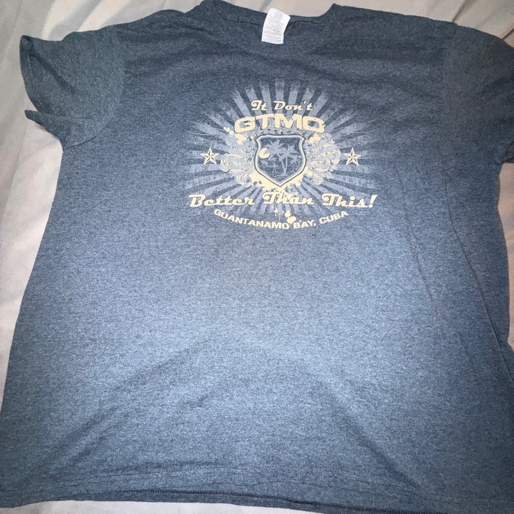 Gildan GTMO Cuba Graphic Tee Womens 2XL Heather Blue Excellent Souvenir Shirt
