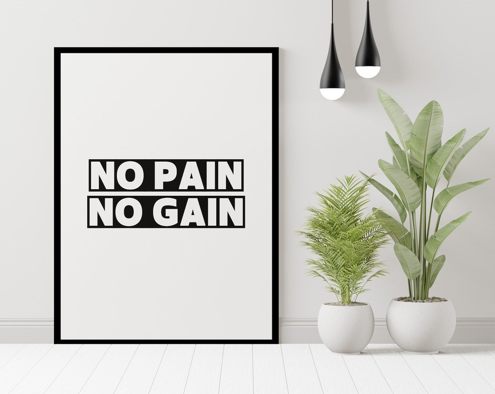 No Pain No Gain Printable Wall Art Motivational Quotes Print Inspirational