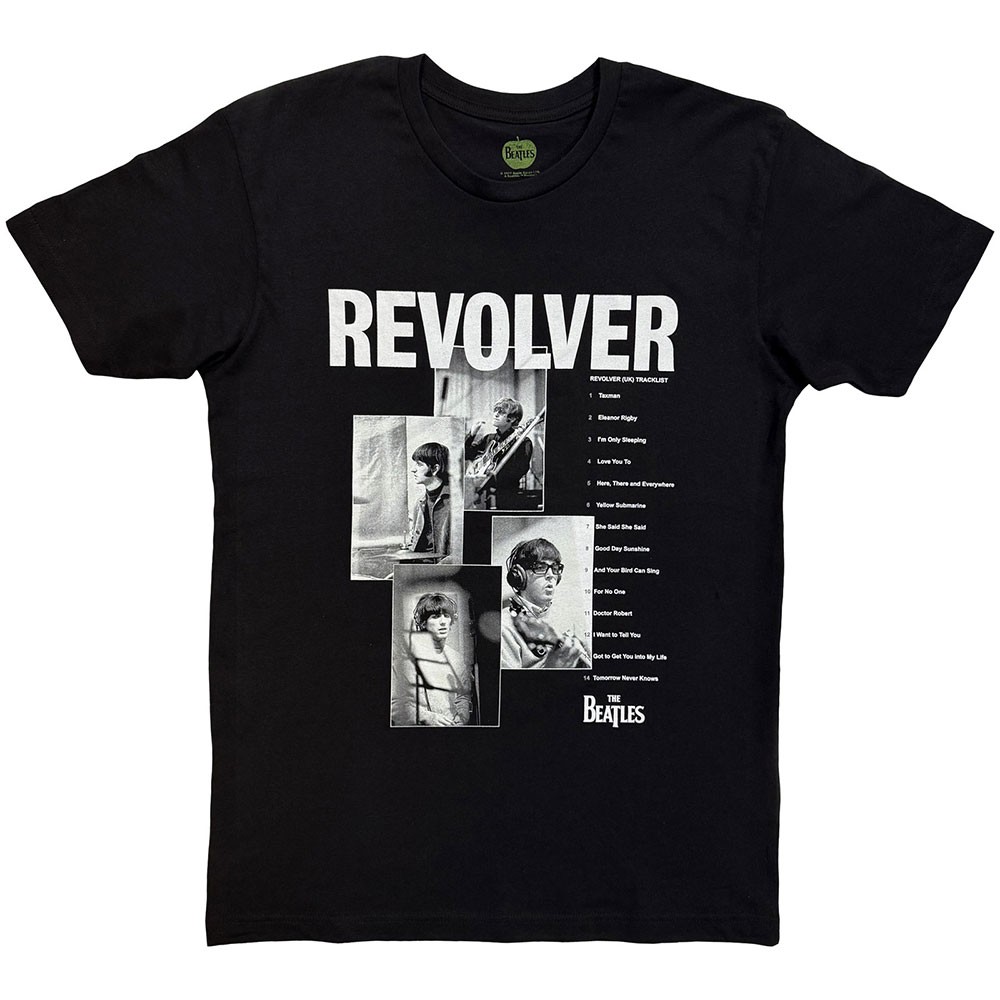 The Beatles T Shirt Revolver Tracklist Band Logo new Official Mens Black