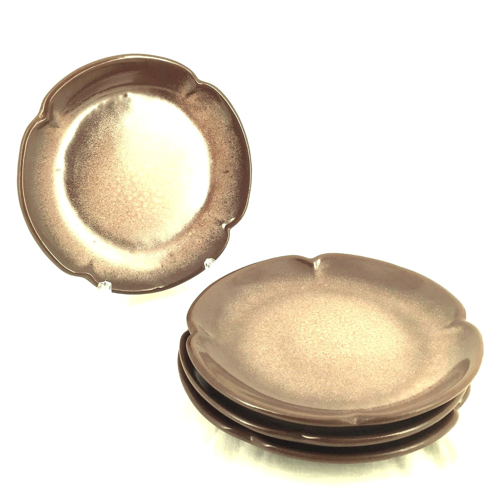 Lot of 4 Frankoma Dessert Plates Plainsman Brown Satin 6.25