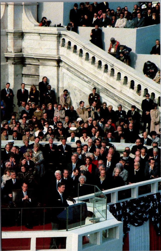 1981 Ronald Reagan Inaugural Address Postcard - Bush, O'Neill, US Capitol