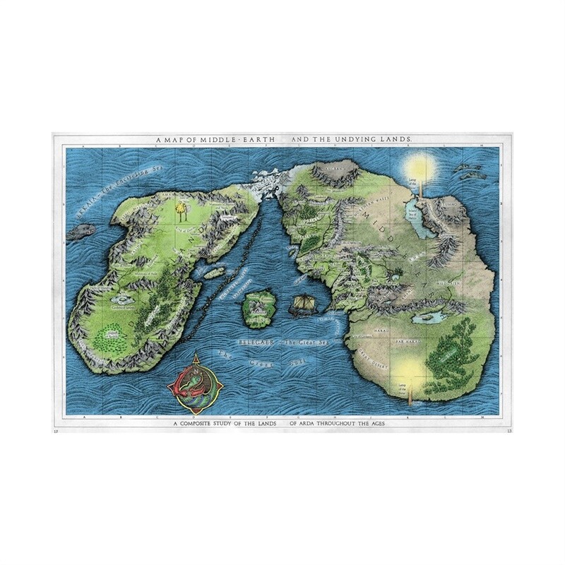 Middle-earth Game Map Poster A1 A2 Large Wall Art Decor  