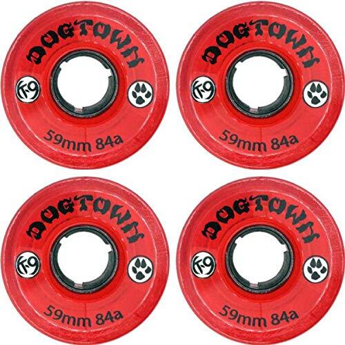 Dogtown K-9 Clear Red 59mm 84a Skateboard Wheels Set of 4