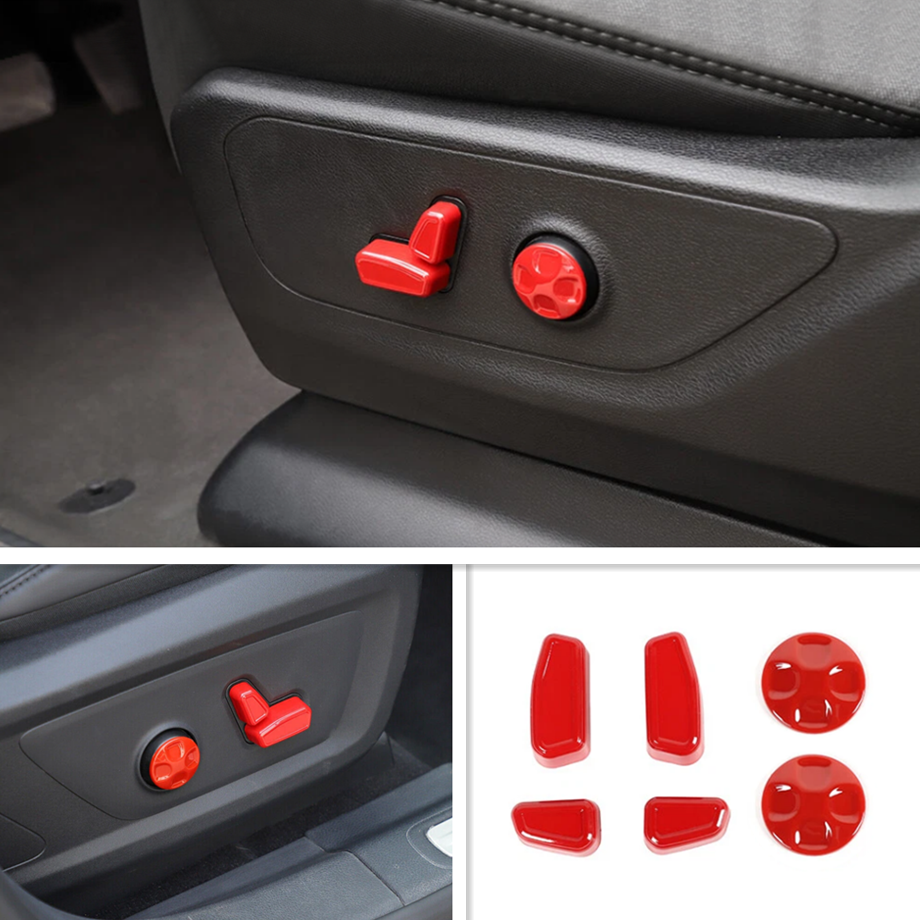 For Dodge Ram 1500 2019-2025 ABS Red Electric Adjust Switch Button Cover Trim 6P-image