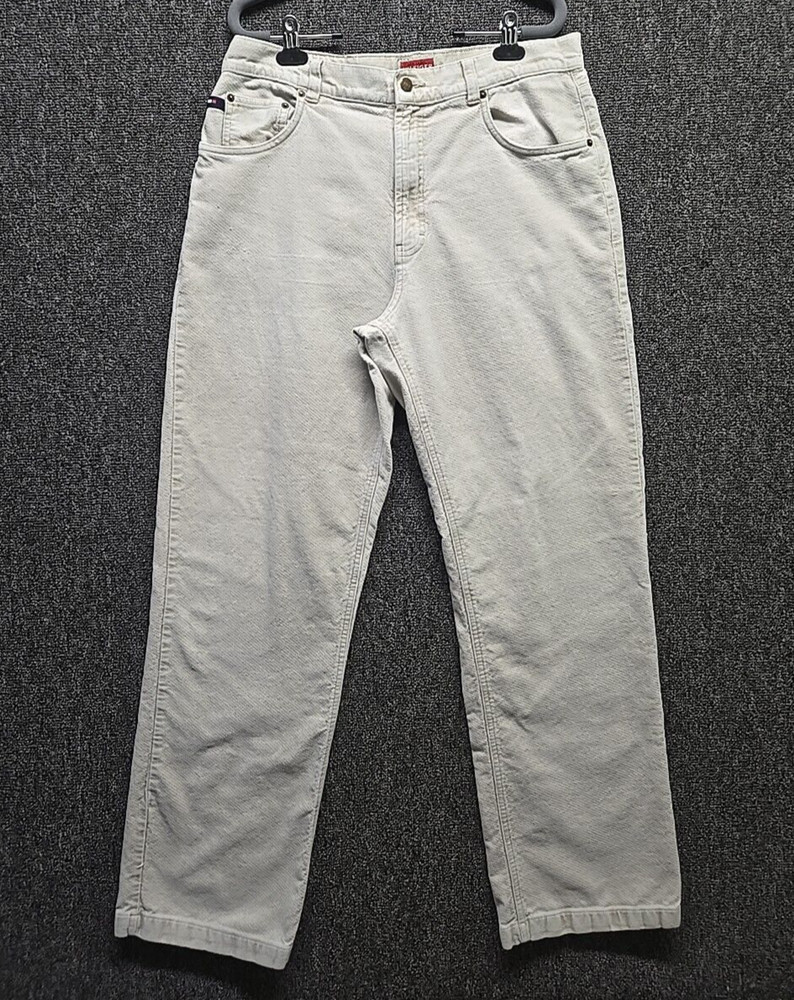 Tommy Jeans Hilfiger Mens 34x34 Tan Straight Leg Corduroy Baggy Soft Grunge
