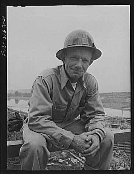 Photo:Douglas Dam Tennessee 1940s TVA Foreman Construction Worker Hard Hat