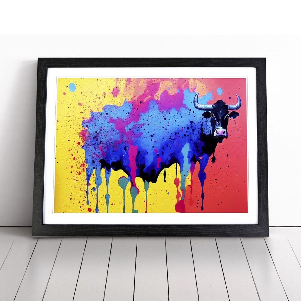 Cow Splash Vol.1 Abstract Wall Art Print Framed Canvas Picture Poster Decor