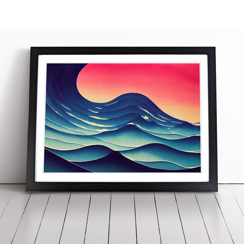 Ocean Wave At Sunset Abstract Wall Art Print Framed Canvas Picture Poster Decor