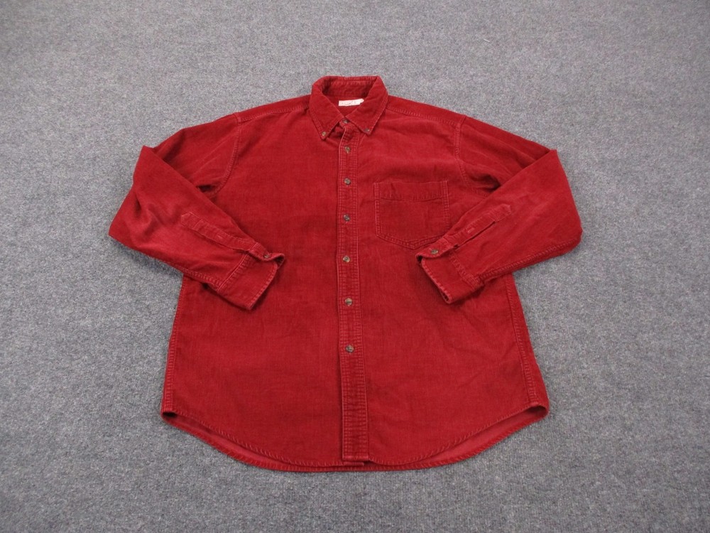Vintage J Crew Shirt Mens M Red Corduroy Business Dress Oarsman Casual 90s