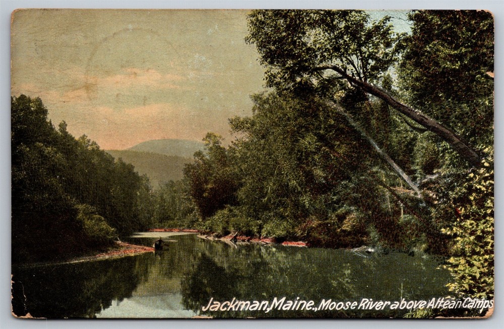 Moose River Above Attean Camps Jackman ME C1912 DB Postcard AA13