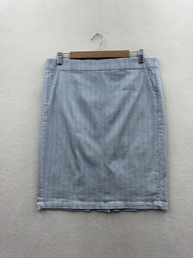 Liverpool Los Angeles Women’s 10/30 Pencil Skirt Blue White Houndstooth