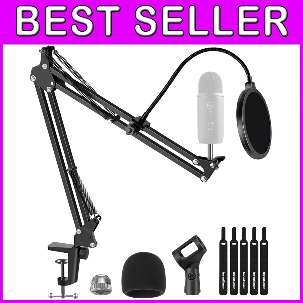 Studio Microphone Stand with Windscreen and Pop Filter