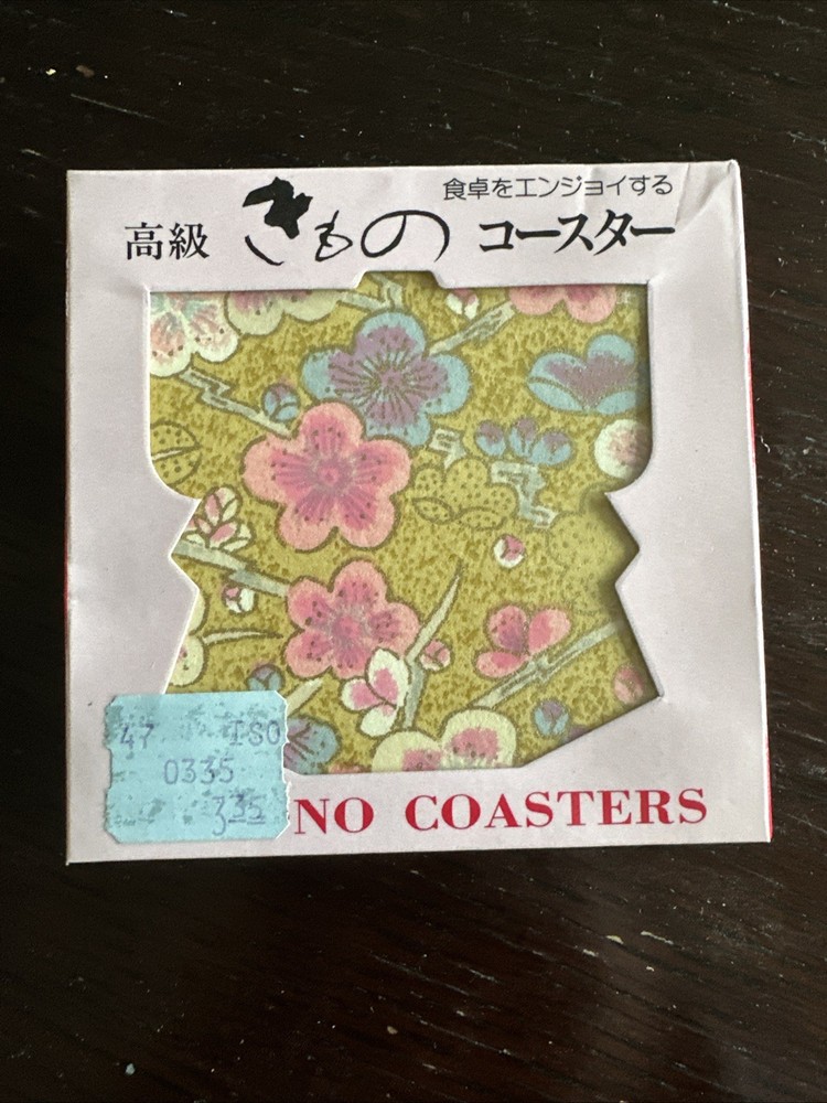 Japanese Kimono Coasters, Set of 6, NWT; Washi Paper dyed in Yuzen Technique