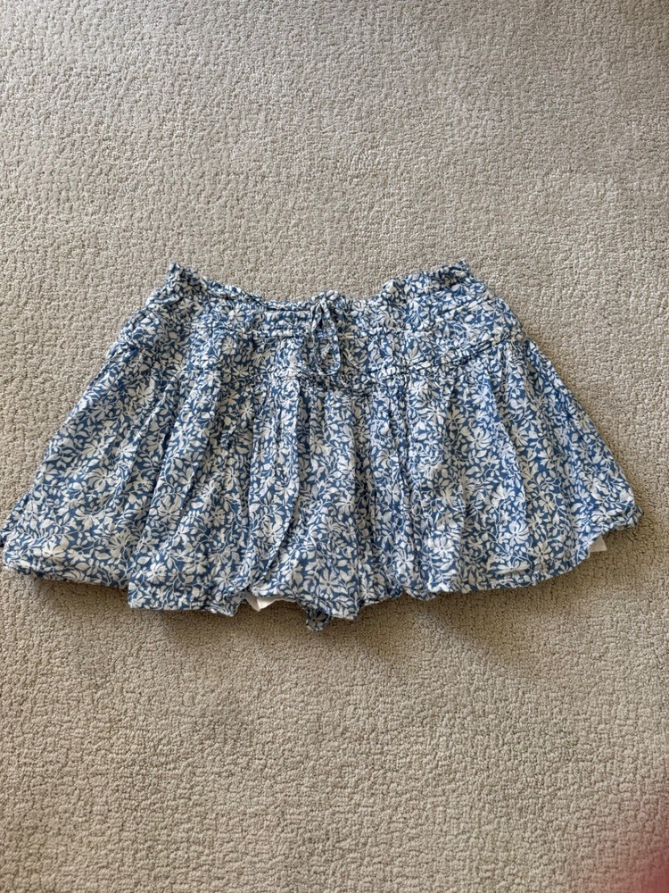 American Eagle Blue & White Floral Mini Skirt Cotton Size Large