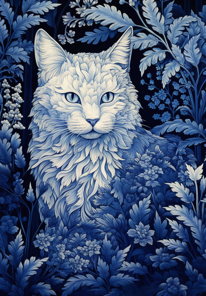 5D Diamond Painting Blue Abstract Cat Kit