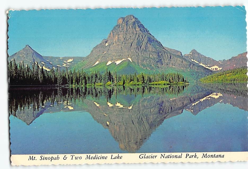 Postcard Mt. Sinopah & Two Medicine Lake Glacier National Park Montana USA