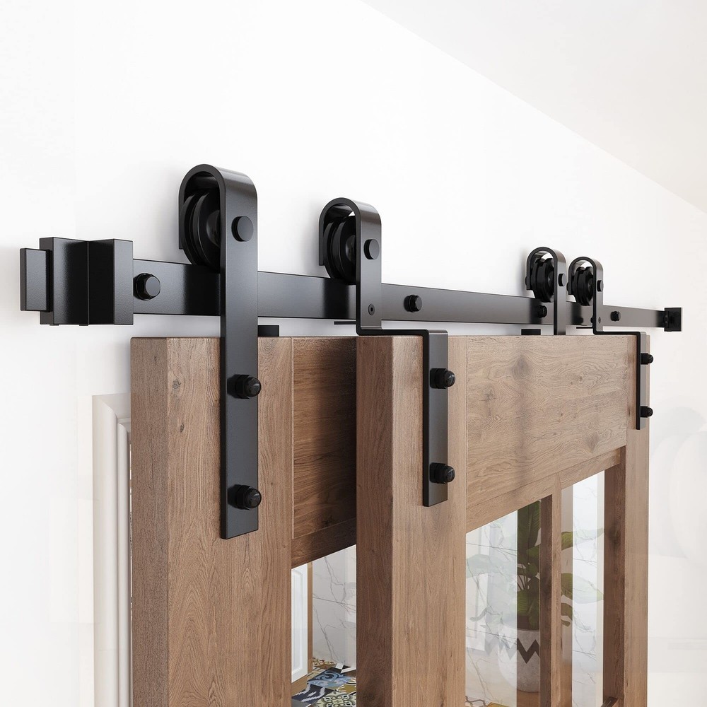 ZEKOO 10FT Single Track Bypass Sliding Barn Door Hardware Kit for Double Door...
