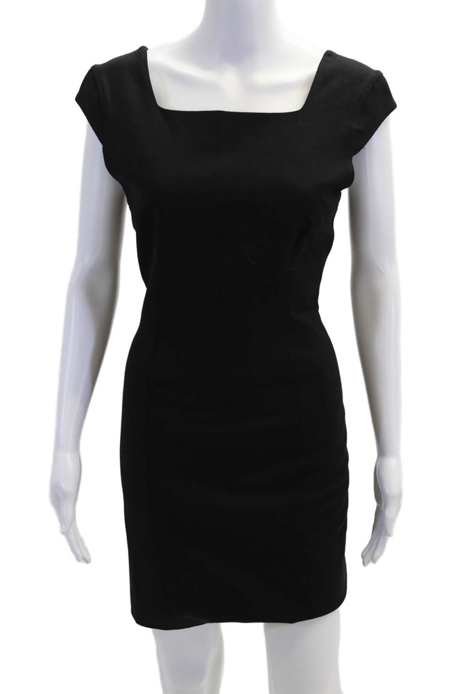 Helmut Lang Womens Short Cap Sleeves Knee Length Dress Black Wool Size 4Free Shipping in US $100+ Orders | $6.95 Orders Below