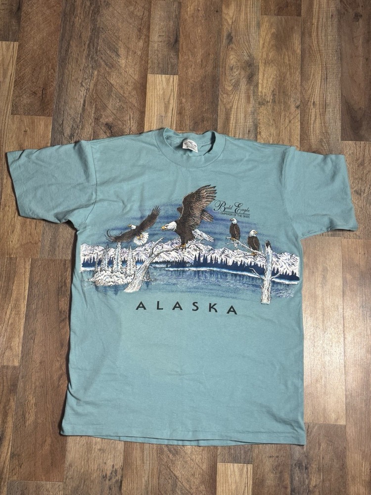 Vintage Single Stitch T-Shirt Alaska Size Large 90s