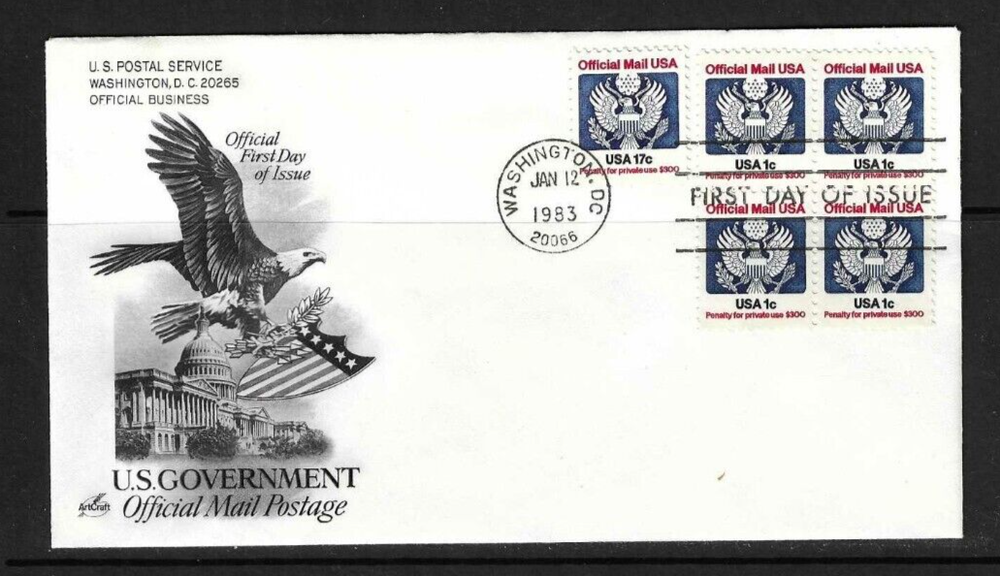 USA SC # O127 Official Mail Postage FDC .  Artcraft Cachet