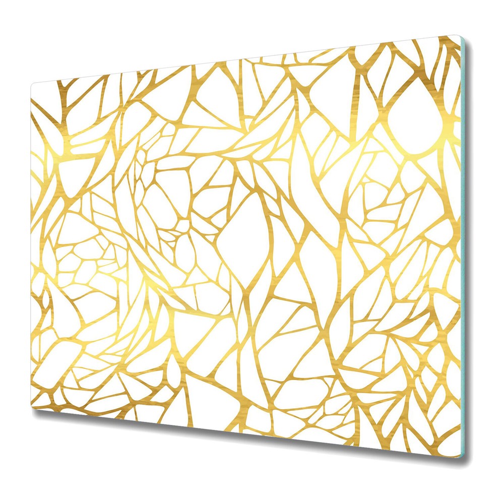 Glass Surface Protector Abstract golden ornament golden and white large 60x52