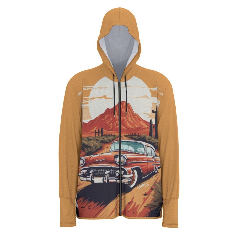 UV 50+ Sunscreen Protection retro car graphic print personalised hoodie