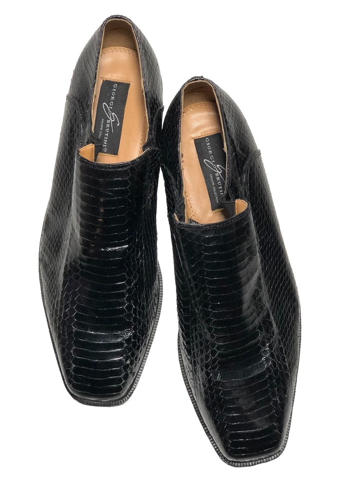Giorgio Brutini Felix Black Genuine Snake Skin Slip On Loafers Men’s 12W
