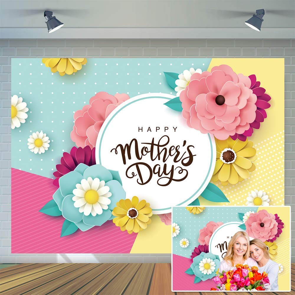 7x5ft Mother's Day Backdrop Mother's Day Party Bridal Shower Photo Booth Studio.