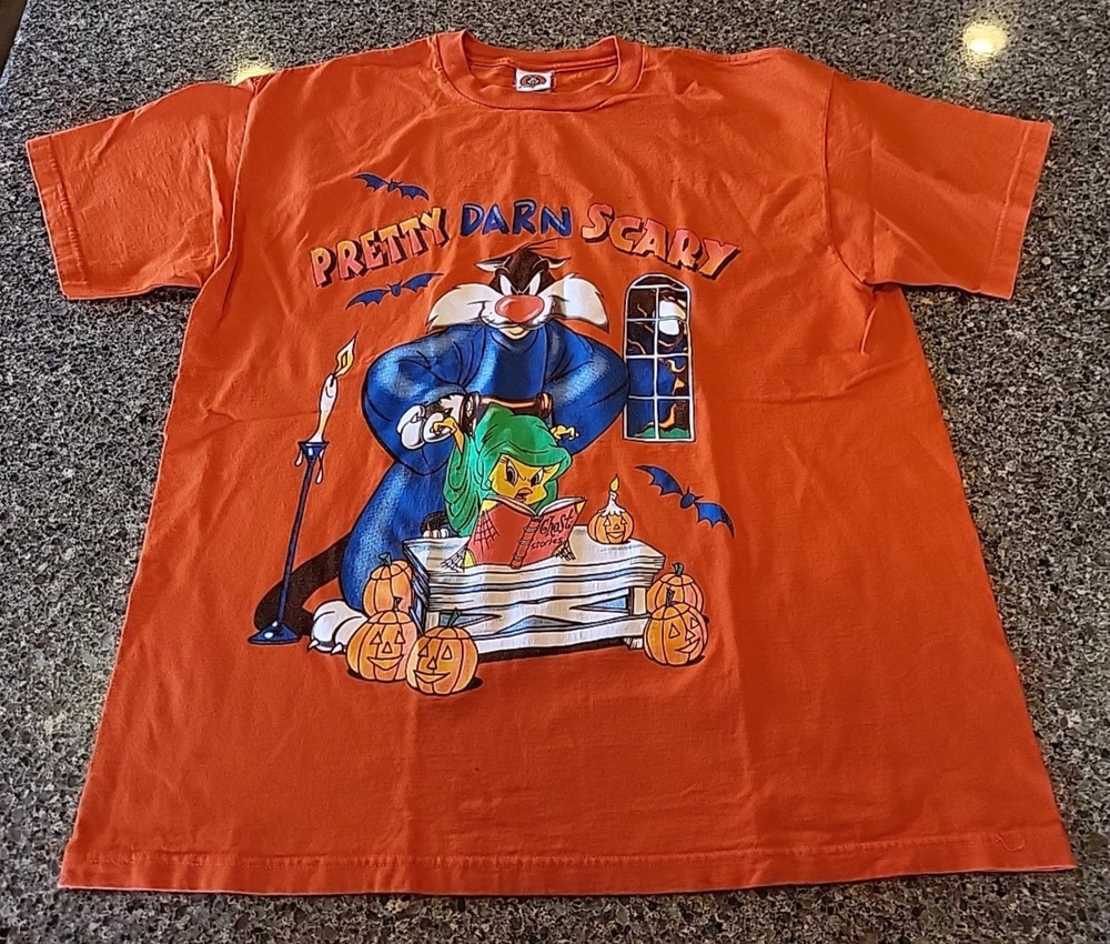 LOONEY TUNES Sylvester Tweety Halloween Shirt XL Vintage 90’s USA Made