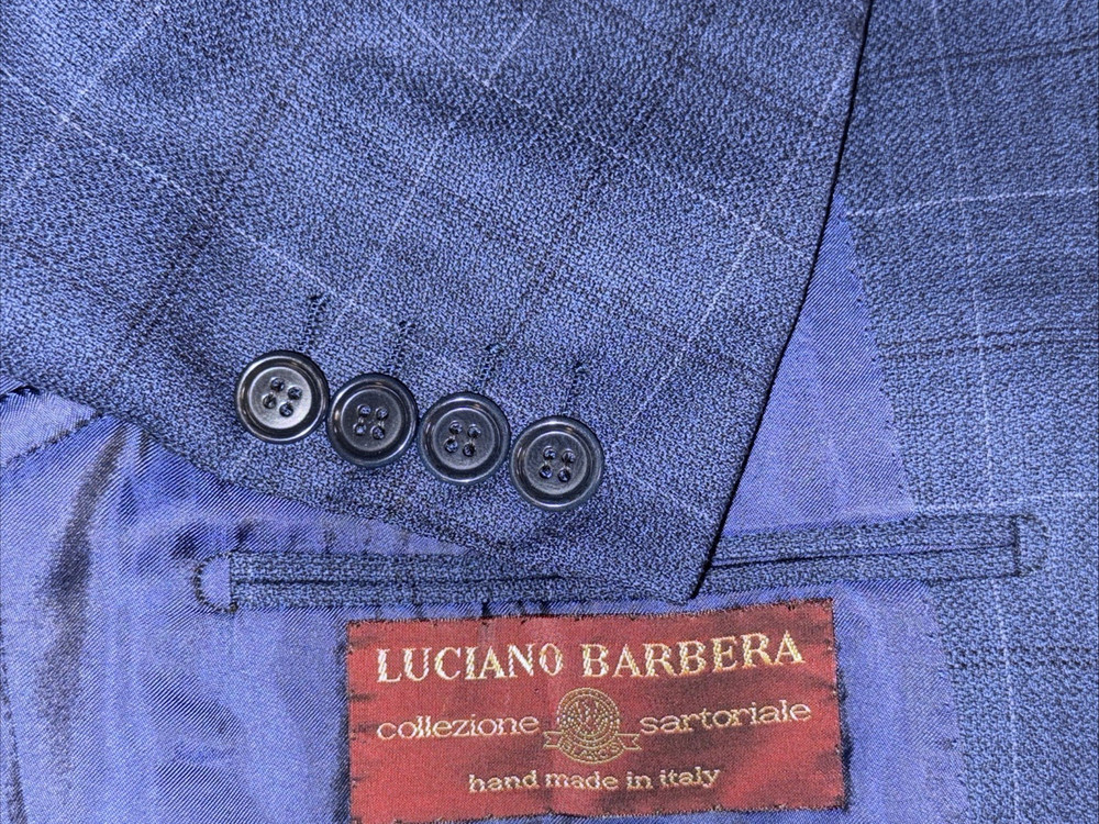 Luciano Barbera Collezioni Sartorial Blue Plaid Sport Coat   Blazer  50IT, 40 US