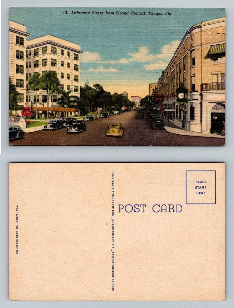Tampa, FL-Florida, Lafayette Street Scene from Grand Central Vintage Postcard
