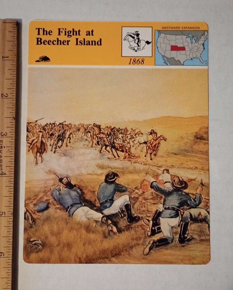 1979 Panarizon Fight At Beecher Island 1868 History Vtg Collectible Large Card