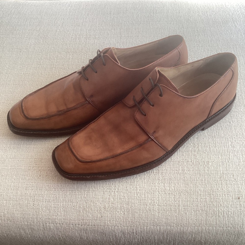 Pronto Uomo Brown Leather Derby Lace-Up Square Toe Dress Shoes Men’s 11