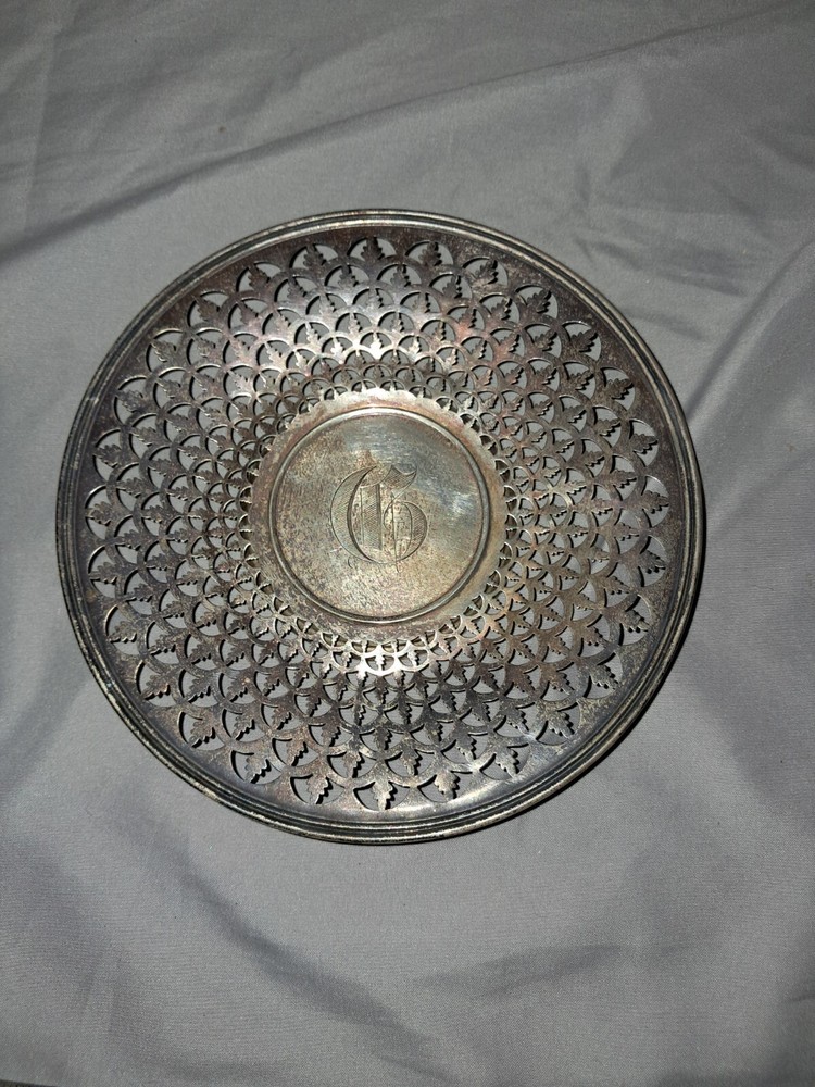 Vintage 1950s Reticulated Silver Plate Serving Tray Dish Low Bowl 6.5