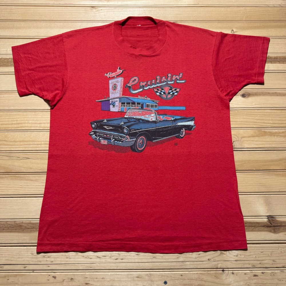 Vintage 80s 1987 Cruisin Chevy Car Show Auto Single Stitch Graphic T-Shirt Large