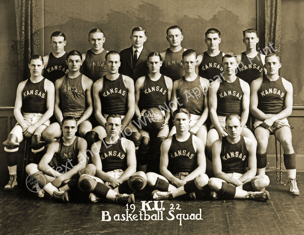 1922 Kansas University Basketball Team Vintage Old Photo 8.5