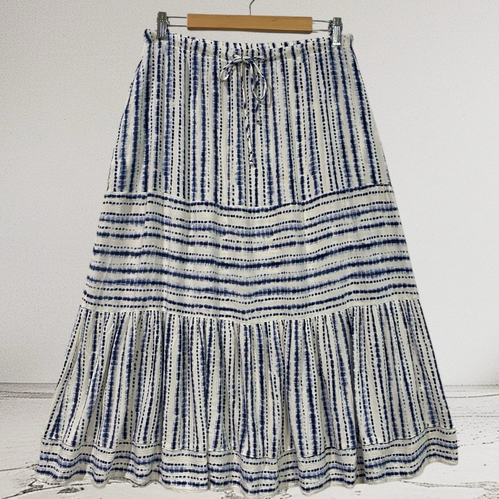 Karen Kane Printed Tiered Midi Skirt Women’s Size Large Boho Peasant