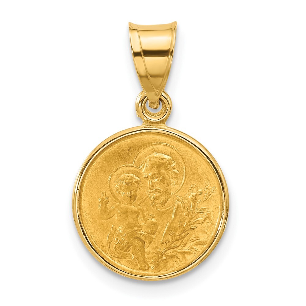 14k Yellow Gold Polished Solid St Joseph Medal Pendant L-0.82 Inch 1.24gm