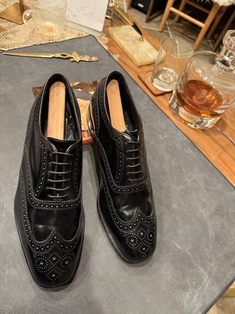 Florsheim Black Leather Wingtip Brogue Men's Dress Oxford Shoes Lace-Up