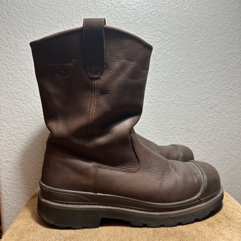 Wolverine Men's Size 11M Brown Leather Steel Toe Work Boots #WO4664 Durable Comfortable Safety Footwear